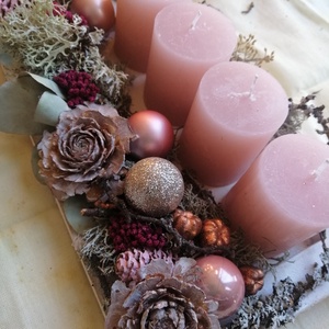 Adventi fa tálcás dekoráció - karácsony - adventi díszek - adventi asztaldísz - Meska.hu