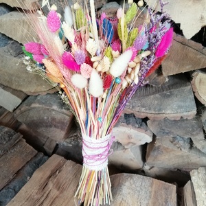 Színes szárított virágokból készült bohó menyasszonyi csokor  - esküvő - menyasszonyi- és dobócsokor - Meska.hu