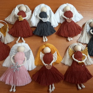 Macrame angyalka - karácsony - karácsonyi lakásdekoráció - karácsonyfadíszek - Meska.hu