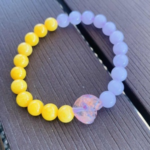 Sárga jáde és rózsakvarc ásvány karkötő  - Meska.hu