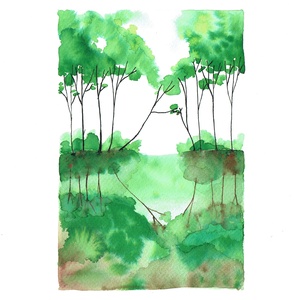 Nyári tópart akvarell nyomat - Meska.hu