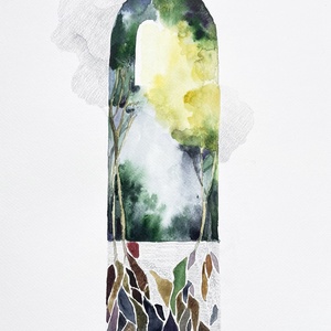 Lomb-templom III. akvarell festmény - művészet - festmény - akvarell - Meska.hu