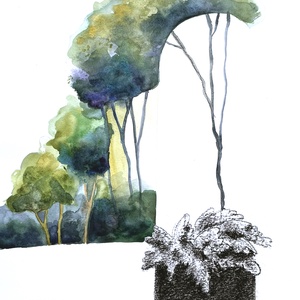 Lomb-templom I. akvarell festmény - Meska.hu