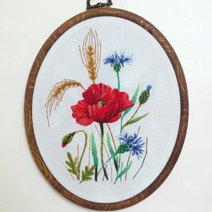 Nyári mező hímzés rámában - művészet - textilkép - egyéb - Meska.hu