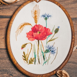 Nyári mező hímzés rámában - művészet - textilkép - egyéb - Meska.hu