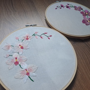 Orchideás hímzett képek választható szöveggel  - esküvő - emlék & ajándék - szülőköszöntő ajándék - Meska.hu