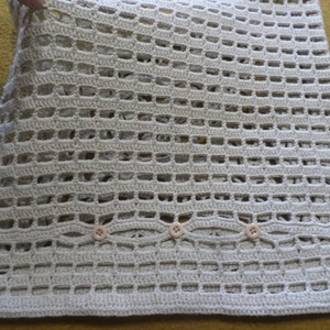 Vastagabb bézs horgolt díszpárna huzat. - otthon & életmód - lakástextil - párna & párnahuzat - díszpárnahuzat - Meska.hu