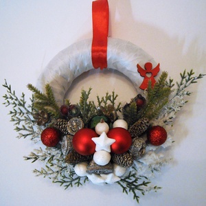 Karácsonyi kopogtató 13, Karácsony, Karácsonyi lakásdekoráció, Karácsonyi ajtódíszek, Virágkötés, MESKA