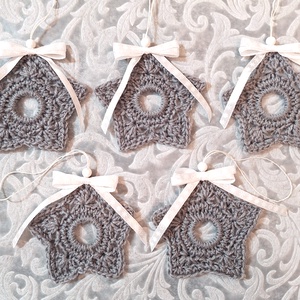 5db nagy horgolt karácsonyfadísz 196 - karácsony - karácsonyi lakásdekoráció - karácsonyfadíszek - Meska.hu