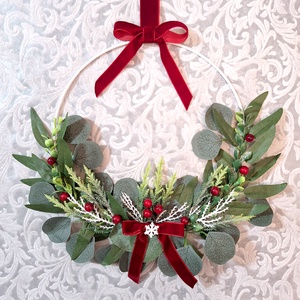 Téli kopogtató 206, Karácsony, Karácsonyi lakásdekoráció, Karácsonyi ajtódíszek, Virágkötés, MESKA