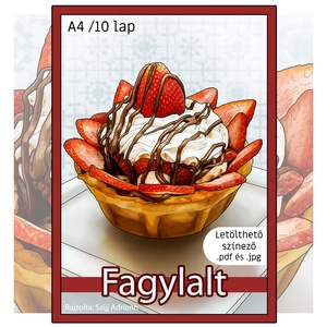 Letölthető színező - Fagylalt, Művészet, Grafika & Illusztráció, Digitális, Fotó, grafika, rajz, illusztráció, MESKA