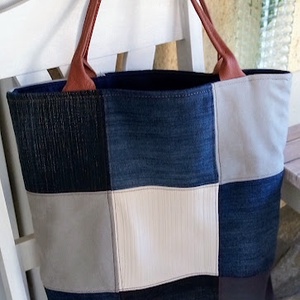 Textil és bőr shopper táska - bélelt, vállon is hordható - táska & tok - bevásárlás & shopper táska - shopper, textiltáska, szatyor - Meska.hu