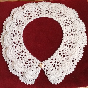 Dupla csipkés hófehér pamut gallér - ékszer - nyaklánc - nyakpánt, gallér - Meska.hu