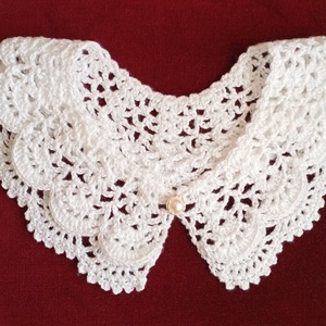Dupla csipkés hófehér pamut gallér - ékszer - nyaklánc - nyakpánt, gallér - Meska.hu
