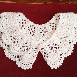 Dupla csipkés hófehér pamut gallér - ékszer - nyaklánc - nyakpánt, gallér - Meska.hu