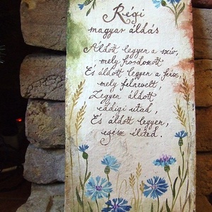 Festett Áldás (búzavirágos), Otthon & Életmód, Vallás, Házi áldás, Festett tárgyak, MESKA