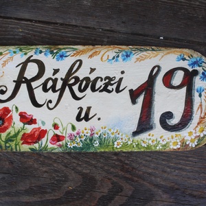 Festett Utcatábla (virágos) - otthon & életmód - ház & kert - házszám - Meska.hu