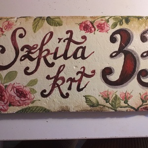 Festett Utcatábla (virágos) - otthon & életmód - ház & kert - házszám - Meska.hu