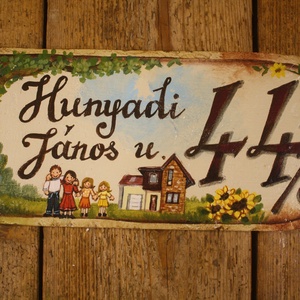 Festett Utcatábla (egyedi minta) - otthon & életmód - ház & kert - házszám - Meska.hu