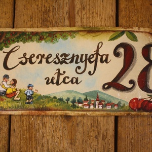 Festett Utcatábla (egyedi minta) - otthon & életmód - ház & kert - házszám - Meska.hu