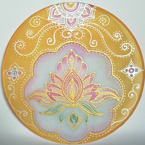 Lótusz Selyem mandala 20 cm, Művészet, Textilkép, Egyéb, Festészet, Selyemfestés, MESKA