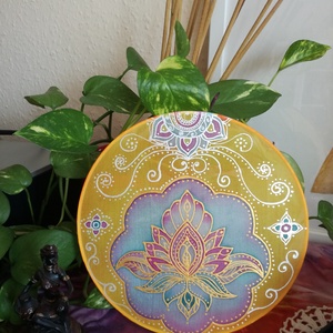 Lótusz Selyem mandala 20 cm - művészet - textilkép - egyéb - Meska.hu