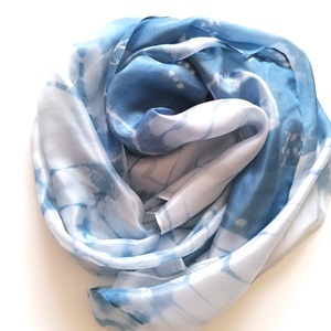 Kék batik selyemsál , Ruha & Divat, Sál, Sapka, Kendő, Kendő, Selyemfestés, MESKA