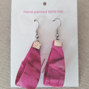 Kis Csepp selyemfüli - Pink - ékszer - fülbevaló - lógó csepp fülbevaló - Meska.hu