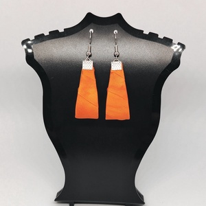 Kis Csepp selyemfüli - Narancs , Ékszer, Fülbevaló, Lógó csepp fülbevaló, Selyemfestés, Ékszerkészítés, MESKA