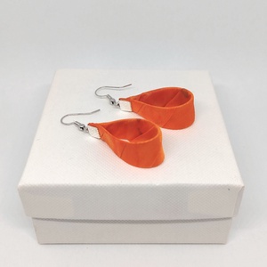 Kis Csepp selyemfüli - Narancs  - ékszer - fülbevaló - lógó csepp fülbevaló - Meska.hu