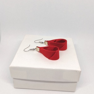 Kis Csepp selyemfüli - Piros  - ékszer - fülbevaló - lógó csepp fülbevaló - Meska.hu