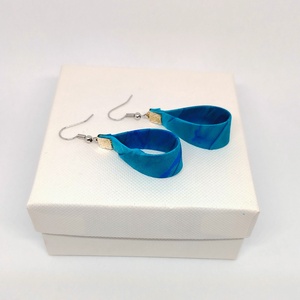 Kis Csepp selyemfüli - Türkiz - ékszer - fülbevaló - lógó csepp fülbevaló - Meska.hu