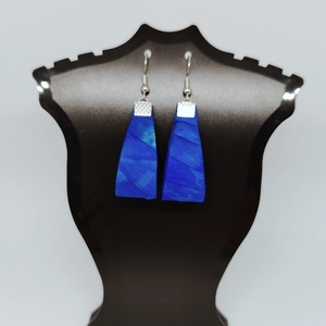 Kis Csepp selyemfüli - Sötétkék , Ékszer, Fülbevaló, Lógó csepp fülbevaló, Selyemfestés, Ékszerkészítés, MESKA