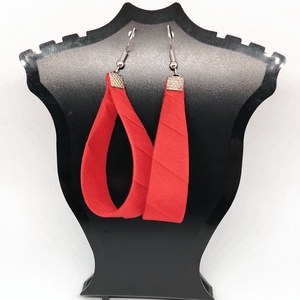 Nagy Csepp selyemfüli - Piros , Ékszer, Fülbevaló, Lógó csepp fülbevaló, Selyemfestés, Ékszerkészítés, MESKA