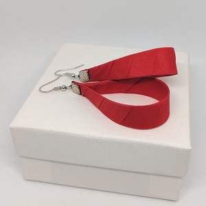 Nagy Csepp selyemfüli - Piros  - ékszer - fülbevaló - lógó csepp fülbevaló - Meska.hu