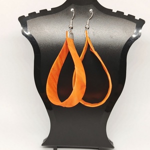 Nagy Csepp selyemfüli - Narancs , Ékszer, Fülbevaló, Lógó csepp fülbevaló, Selyemfestés, Ékszerkészítés, MESKA