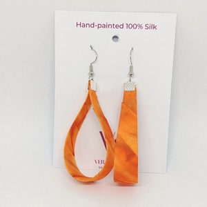 Nagy Csepp selyemfüli - Narancs  - ékszer - fülbevaló - lógó csepp fülbevaló - Meska.hu