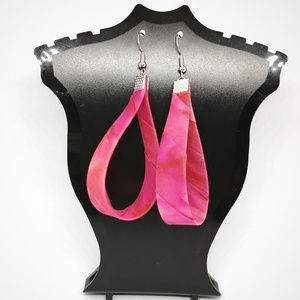 Nagy Csepp selyemfüli - Pink, Ékszer, Fülbevaló, Lógó csepp fülbevaló, Selyemfestés, Ékszerkészítés, MESKA
