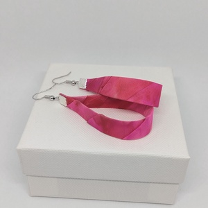 Nagy Csepp selyemfüli - Pink - ékszer - fülbevaló - lógó csepp fülbevaló - Meska.hu