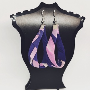 Nagy Csepp selyemfüli - Lila-rózsaszín , Ékszer, Fülbevaló, Lógó csepp fülbevaló, Selyemfestés, Ékszerkészítés, MESKA