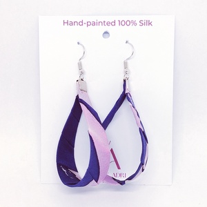 Nagy Csepp selyemfüli - Lila-rózsaszín  - ékszer - fülbevaló - lógó csepp fülbevaló - Meska.hu