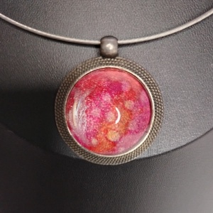 Selyem medál - pöttyös  - ékszer - nyaklánc - medál - Meska.hu