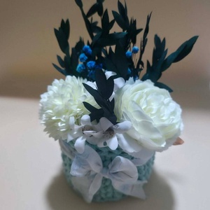 Horgolt kosár dekoráció  - otthon & életmód - dekoráció - asztal és polc dekoráció - könyvtámasz - Meska.hu