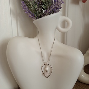 Rózsakvarc-kagyló nyaklánc , Ékszer, Nyaklánc, Medálos nyaklánc, Ékszerkészítés, MESKA