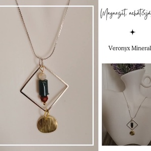 Magnezit-achát-jáspis nyaklánc, Ékszer, Nyaklánc, Medál, Ékszerkészítés, MESKA