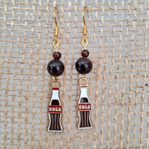 Retro Cola fülbevaló ásványgyöngyökkel díszítve - ékszer - fülbevaló - lógó fülbevaló - Meska.hu