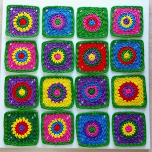 Horgolt színes négyzetek kreatív projektekhez, Kellékek & szerszámok, Dekorációs kellékek, Egyéb kellékek, Horgolás, MESKA