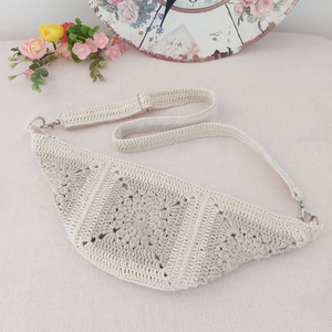 Nyári táska, crossbody natúr, len  - Meska.hu
