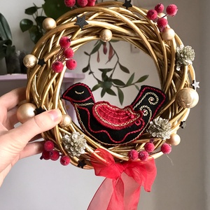 Madaras koszorú - karácsony - adventi díszek - adventi gyertyadíszek és koszorúdíszek - Meska.hu