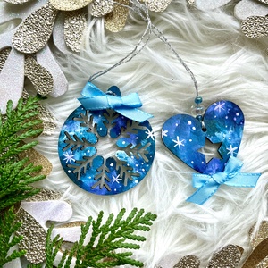 Karácsonyi díszek, Karácsony, Karácsonyi lakásdekoráció, Karácsonyfadíszek, Festett tárgyak, MESKA